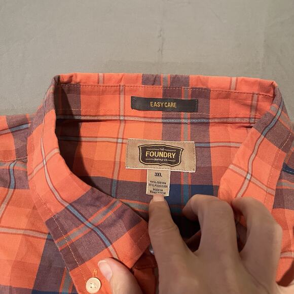 The Foundry Men’s Easy Care 3XL Plaid long sleeve Button down Shirt - Picture 4 of 8